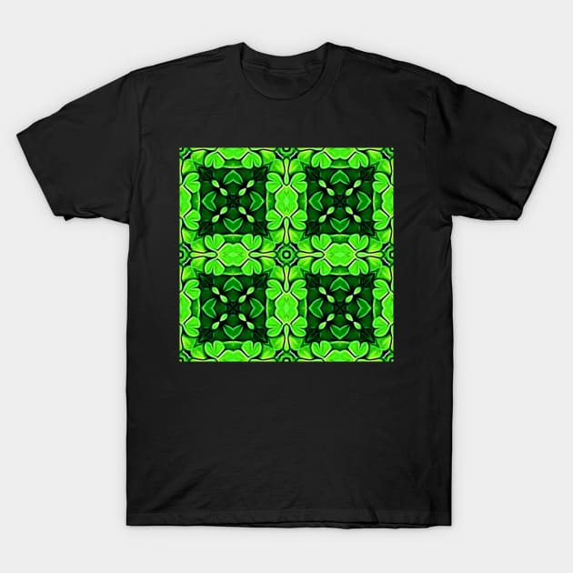 Pretty Green Leaves Lucky Clover Greenery Pattern 4 T-Shirt by BubbleMench